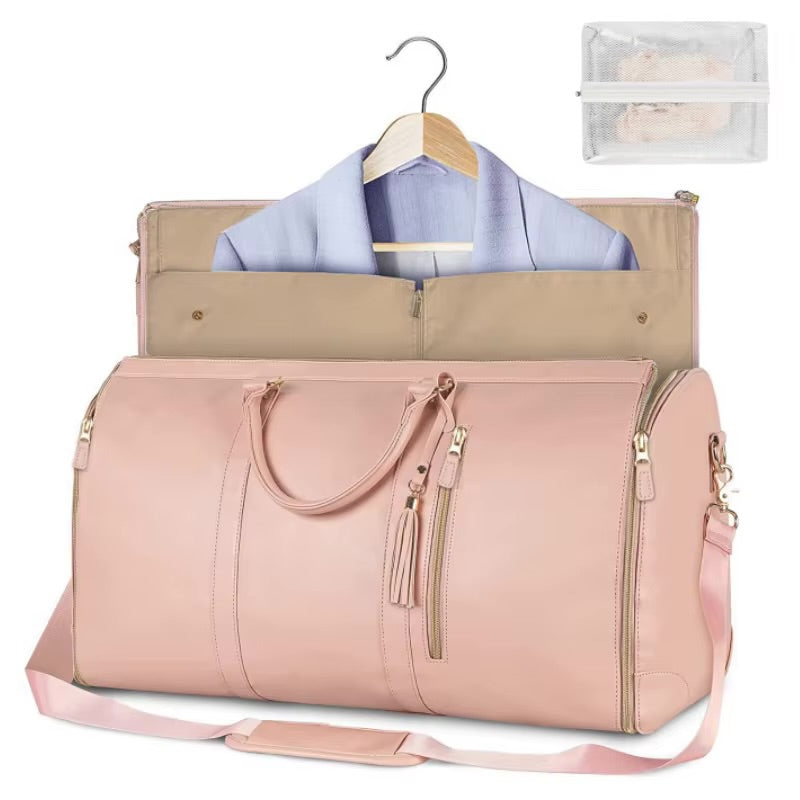 Foldable leather travel bag