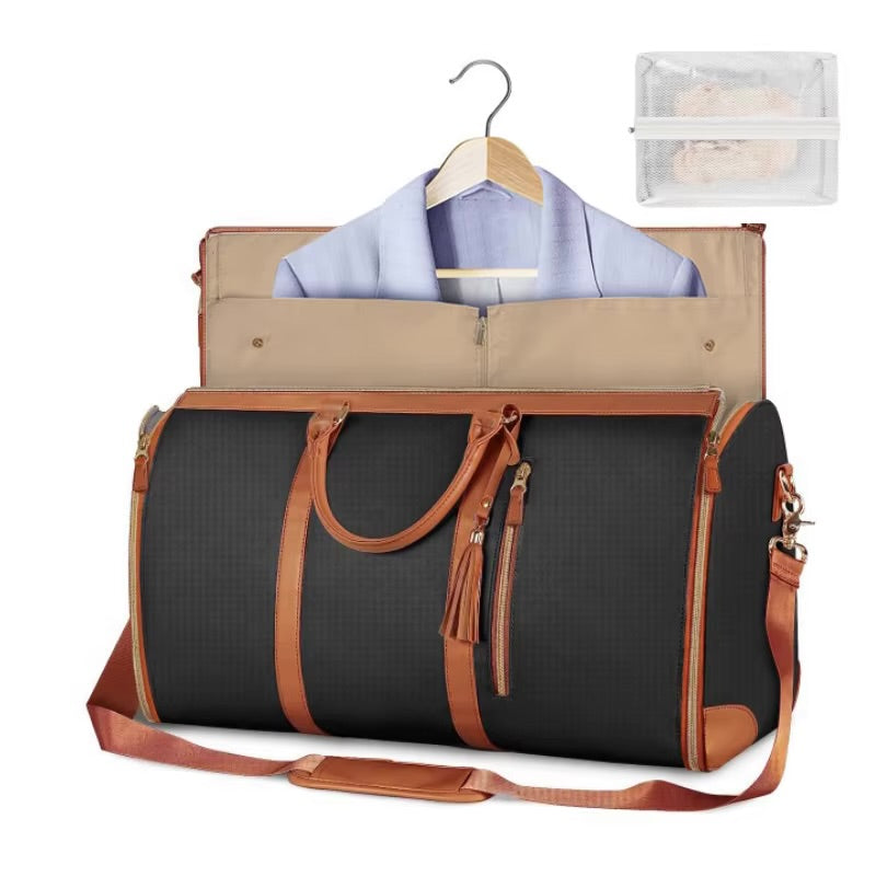 Foldable leather travel bag