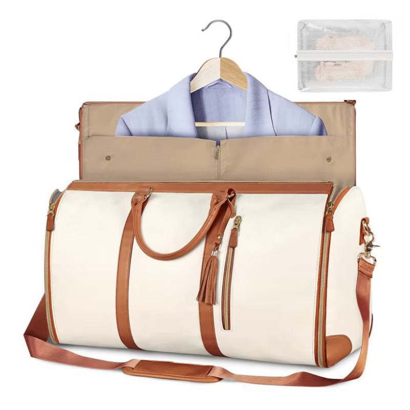 Foldable leather travel bag