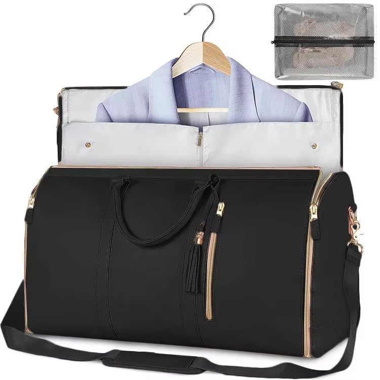 Foldable leather travel bag